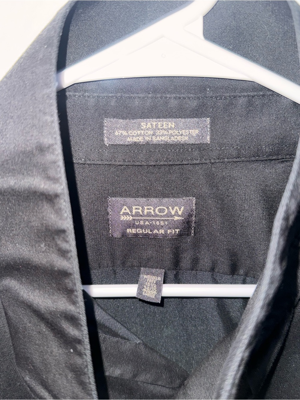 Arrow Black Satin Dress Shirt - Regular Fit